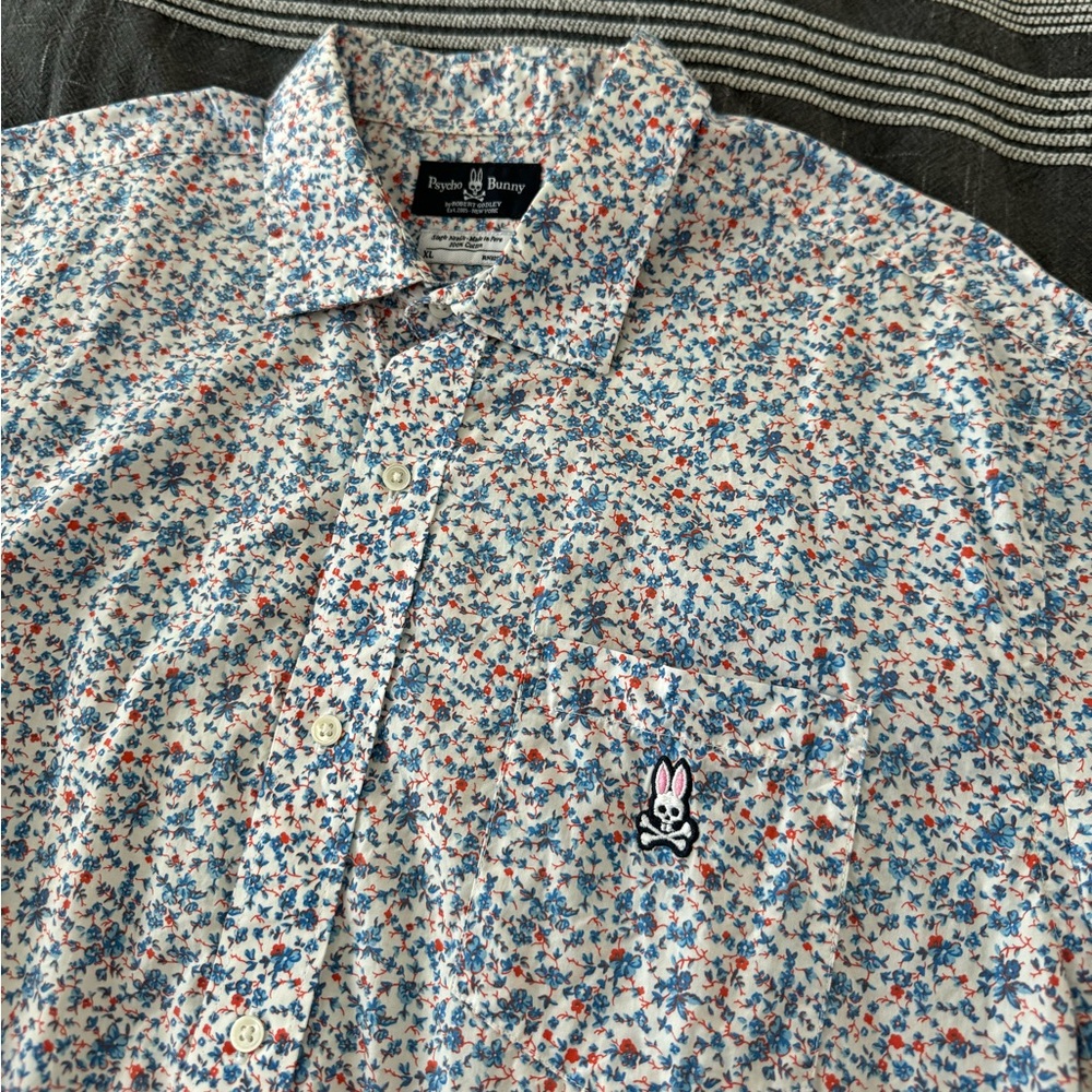 Floral Printed Short Sleeve Shirt - Men’s XL - Psycho Bunny